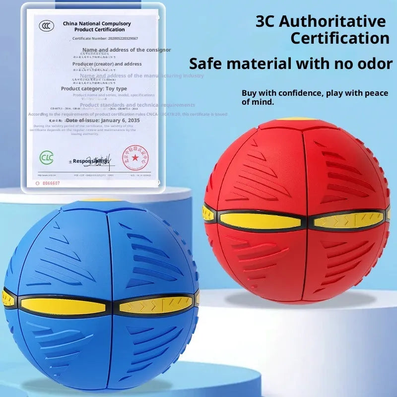 UFO deformation toy ball in maca blue, maca pink, red, blue, green or pink with six or three lights