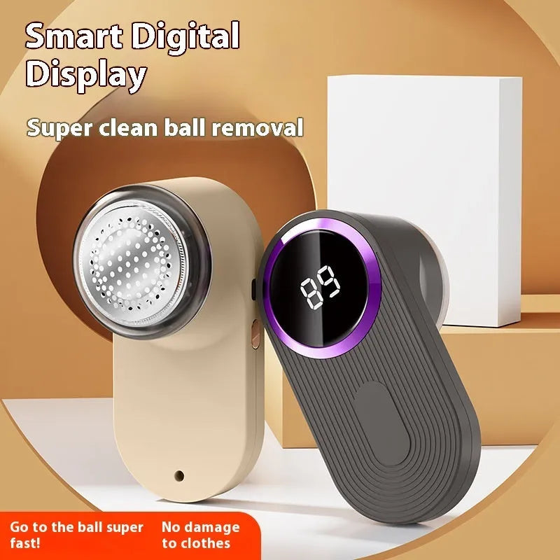 Portable electric fur ball trimmer in creamy-white or light grey for clothes and household fabrics