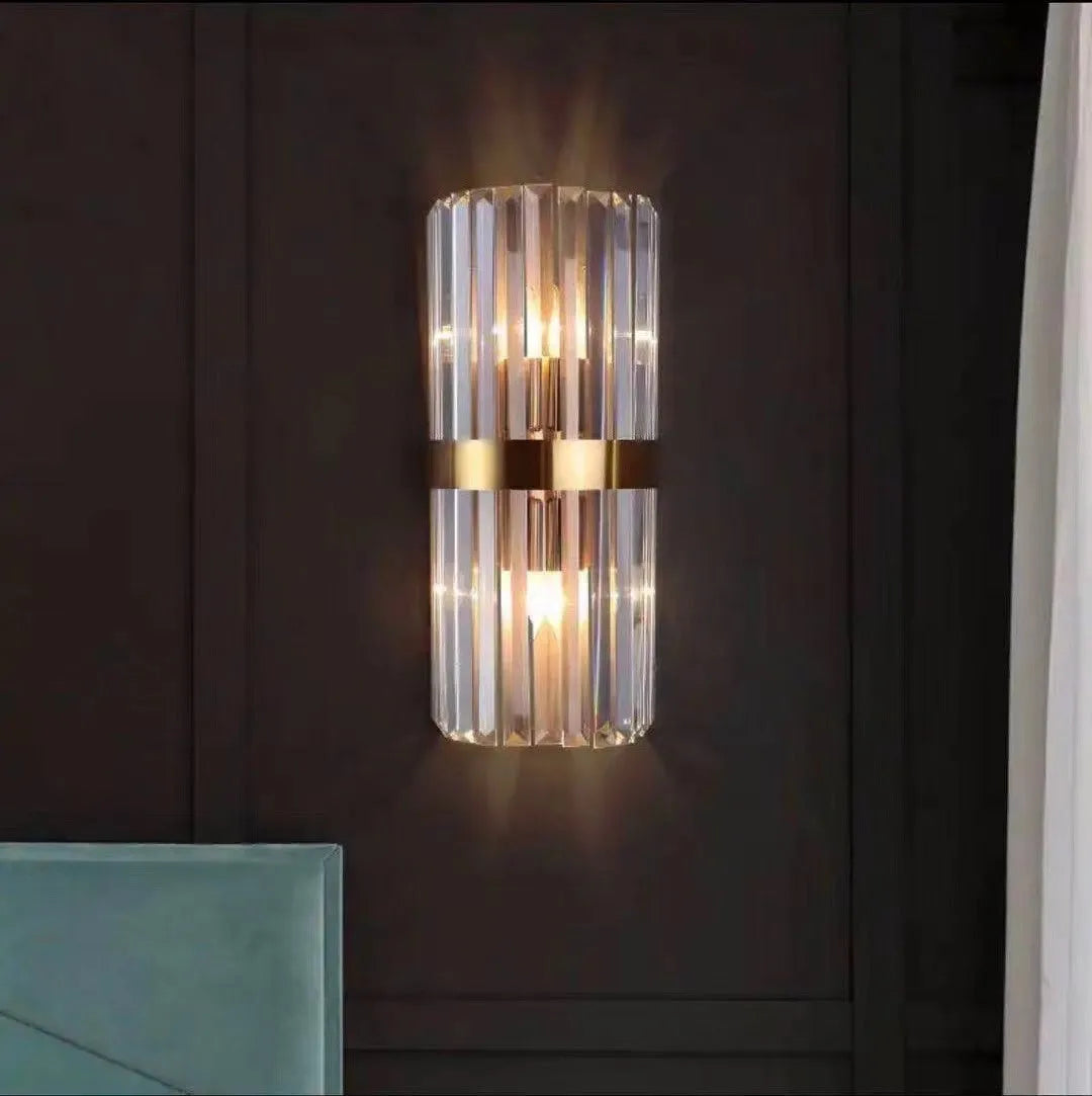 Crystal background wall lamp with stainless steel body 200x450mm gold finish