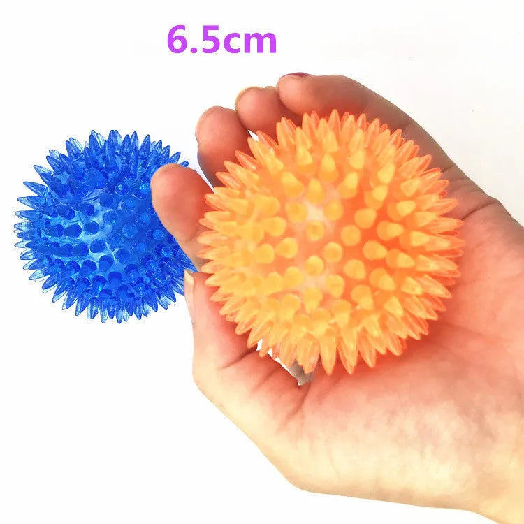 Large dog vocal toy ball in green TPR material with squeaker, 11cm diameter, on a white background