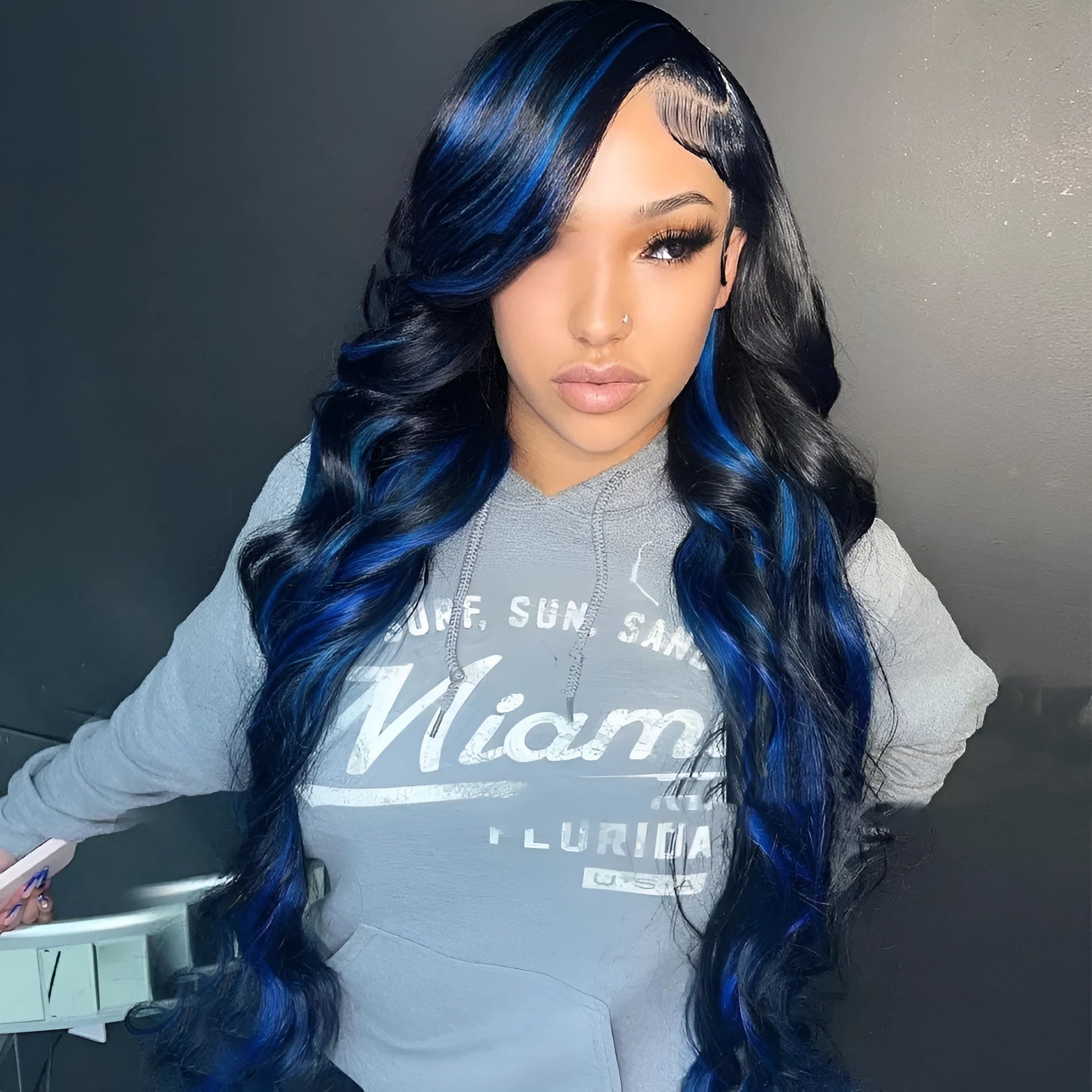 A star fashion style human hair wig with a 4x4 lace front closure on a mannequin head.