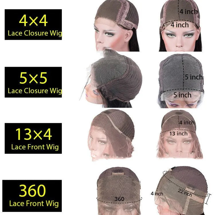 A star fashion style human hair wig with a 4x4 lace front closure on a mannequin head.