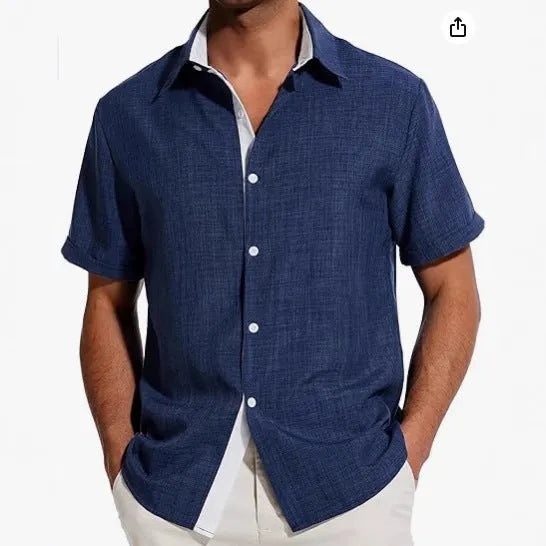 Men's short-sleeved printed floral polyester shirt in matcha green colour with regular fit design