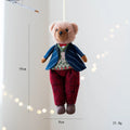 Couple plush bear doll set showing gentleman bear and princess bear with cotton suit plaid fabric design