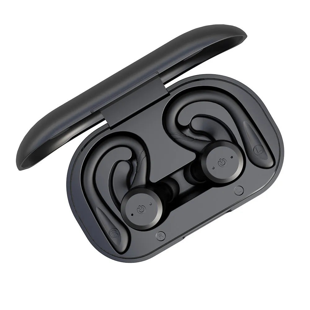 Wireless in-ear Bluetooth headset in black, rose red or fluorescent green with charging case and V5.0 dual mode