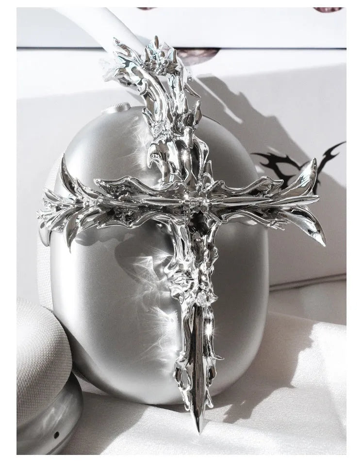 Gothic cross resin headphone covers for Apple AirPods Max in black and silver colours