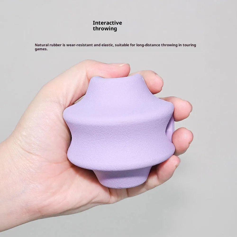 Natural rubber pet food dispensing toy in dark blue, suitable for slow feeding