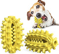 Green cactus-shaped dog chew toy with textured cleaning bumps and treat channels