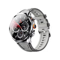 H18 round screen smart watch in black with steel band showing IPS display and touch button controls