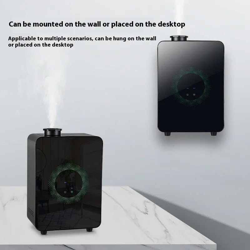 Large matte black intelligent aromatherapy machine wall-mounted with touch panel and 300ml capacity