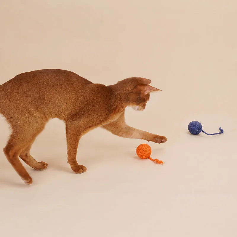 255mm cat teaser stick with colourful bite-resistant catnip balls in blue, green and red yellow blue combinations