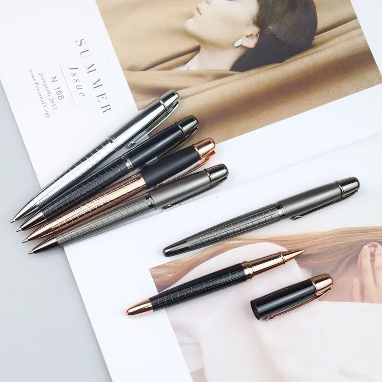 Gun grey metal roller pen with water-based paint ink for business writing
