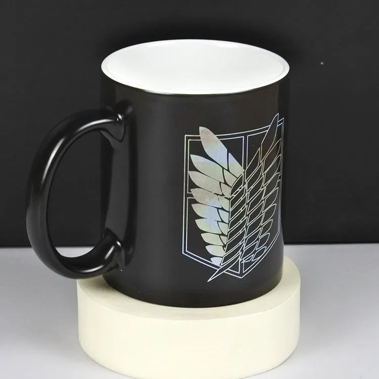 320ml colour changing ceramic mug with double-layer pattern cup design and round shape