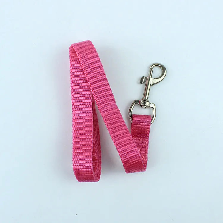 120cm PP dog leash for small dogs and cats with aluminium alloy D-ring and adjustable buckle, available in seven colours.