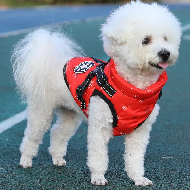 Blue dog coat made from cotton and thickened fleece, available in multiple sizes