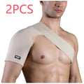 Adjustable one-shoulder sports support strap in skin colour, breathable protective gear for basketball, weightlifting, and running.