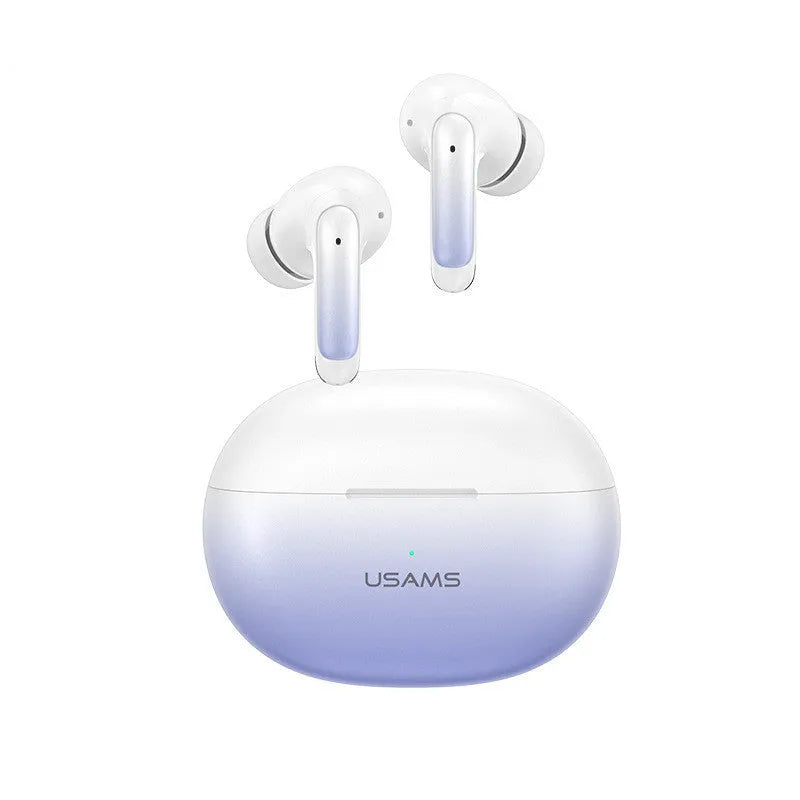 Wireless in-ear sports gaming Bluetooth headset in gradient blue colour.