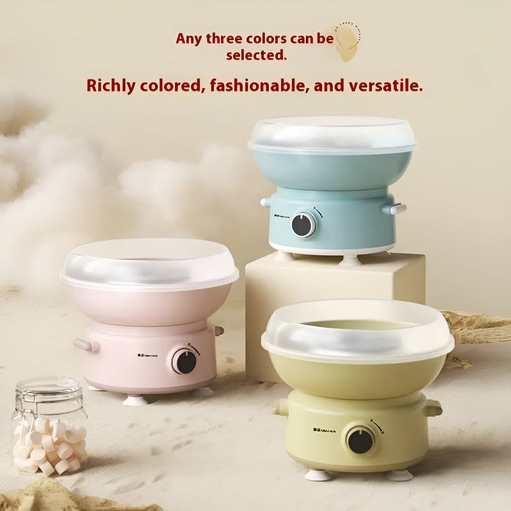 Mini blue metal cotton candy machine, 400W 220V, round heating tube, children's household model