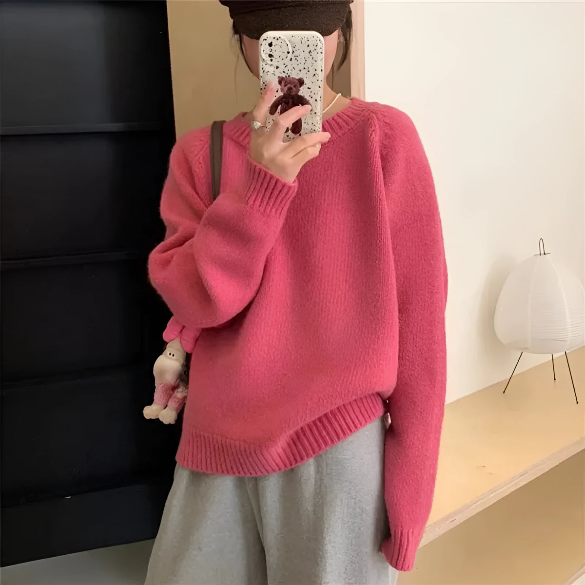 Candy colour pullover sweater in loose fit acrylic spandex, free size, shown in eight colour options