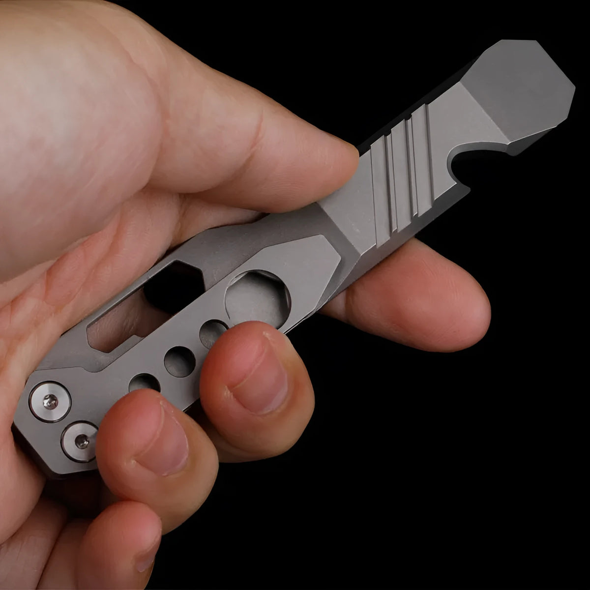 Titanium alloy TC4 multi-function crowbar screwdriver bottle opener in gun grey or stone wash, 41g