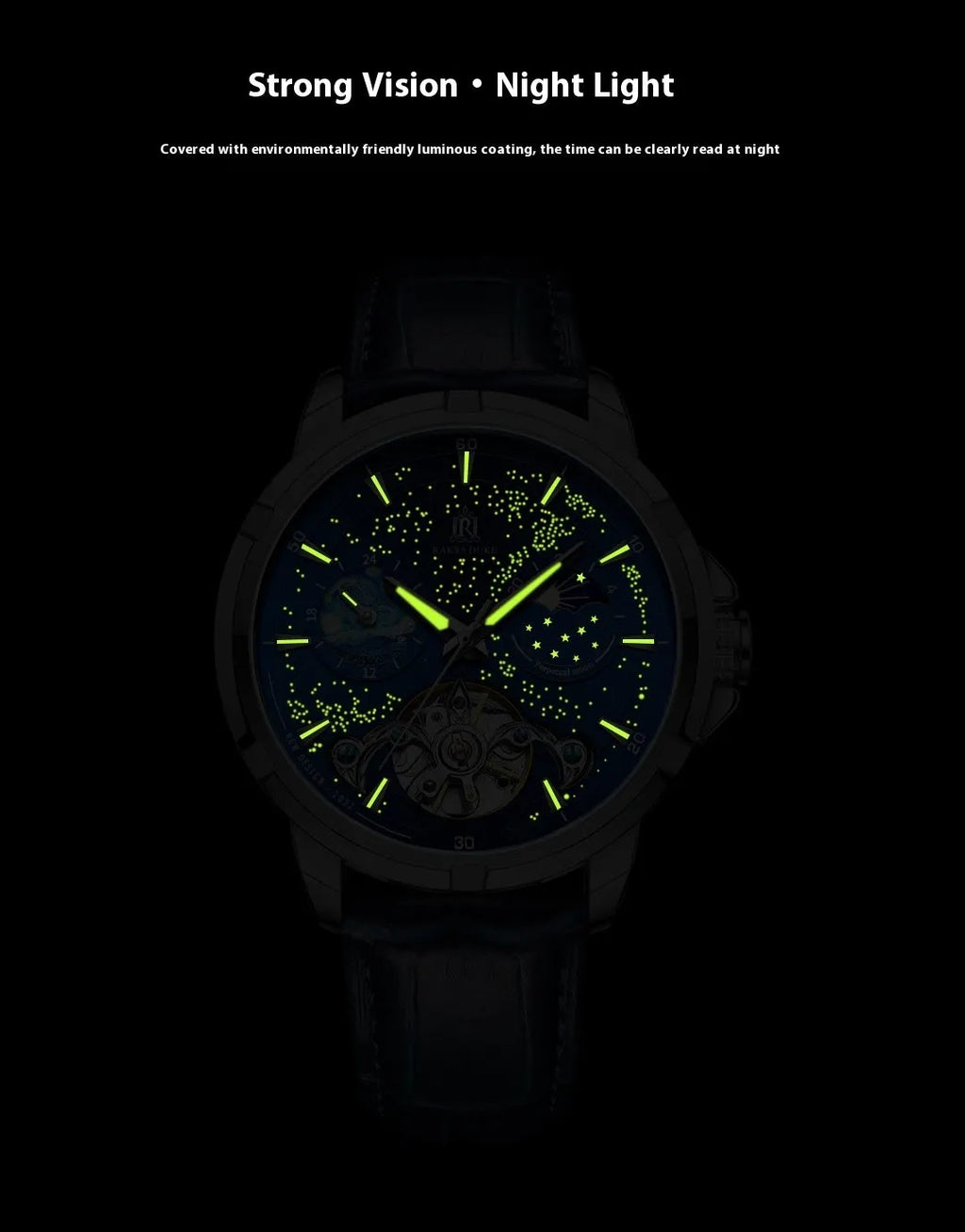 Men's blue automatic mechanical watch with 14mm case thickness showing T885B dial detail