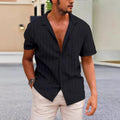 Short sleeve corduroy shirt in apricot, black, pink, sky blue or white colour with button front