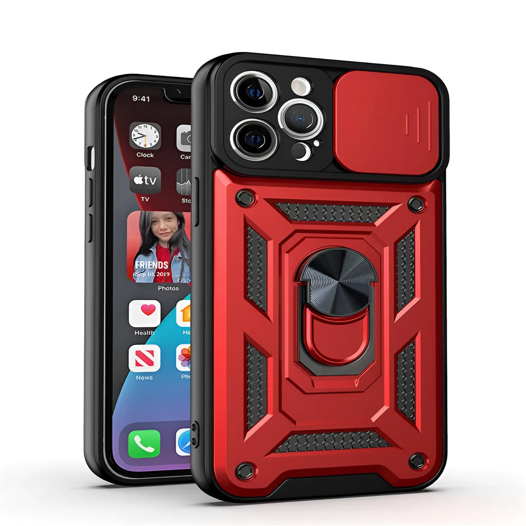 Sergeant sliding window iPhone case in blue colour with magnetic bracket for device protection