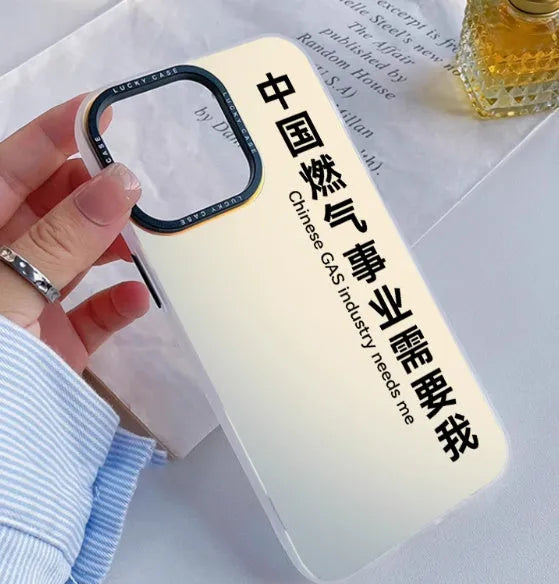 Clear acrylic couple phone cases with black silicone bumpers for iPhone, shown as a pair.