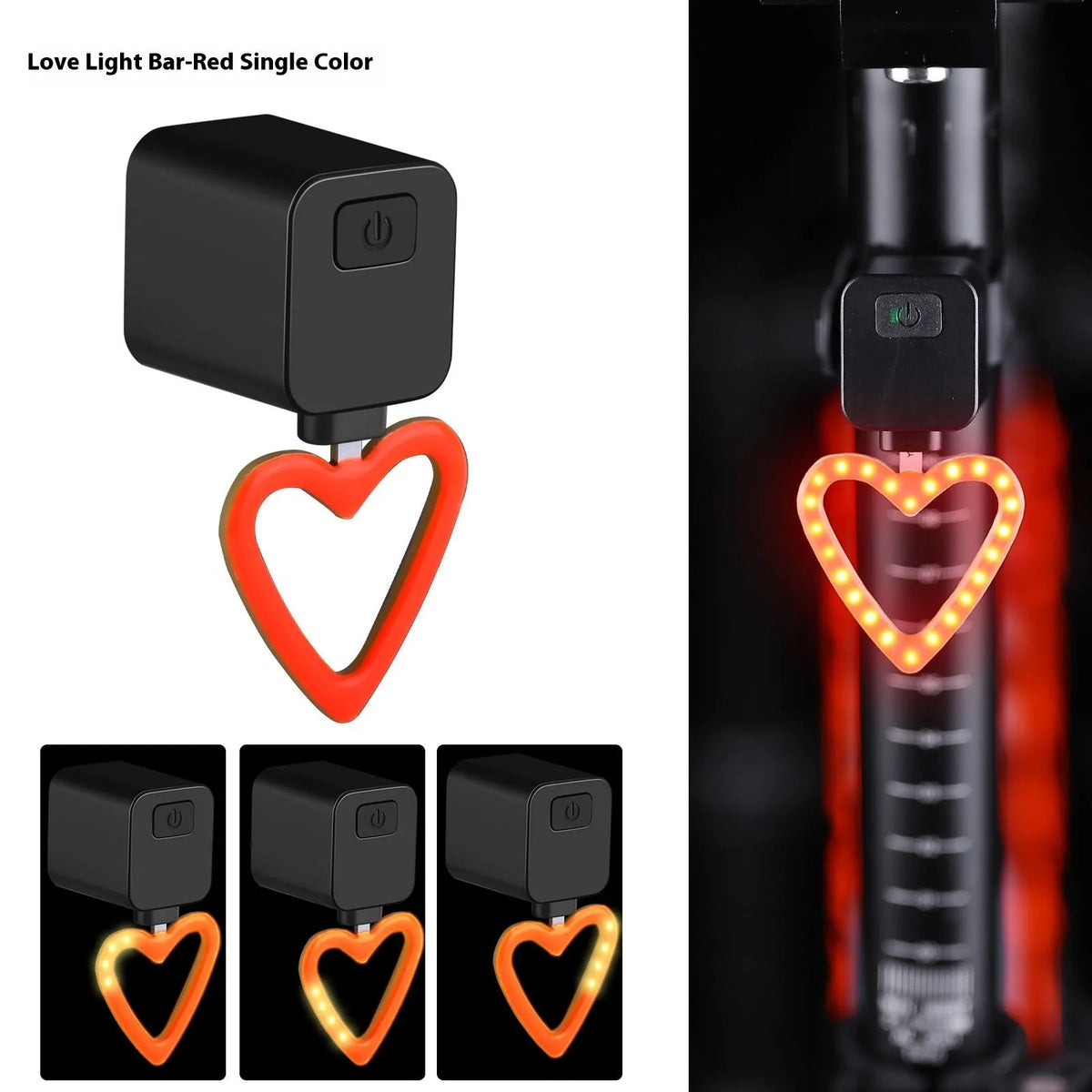 Bicycle rear taillight with running water LED pattern mounted on seat tube