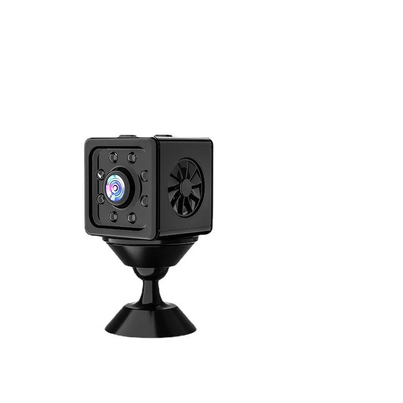 Black K13 remote network sports camera with mounting bracket, cubic 26cm design.
