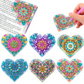 Six handmade PU leather cornerite bookmarks with crystal and floral decoration in a modern style.