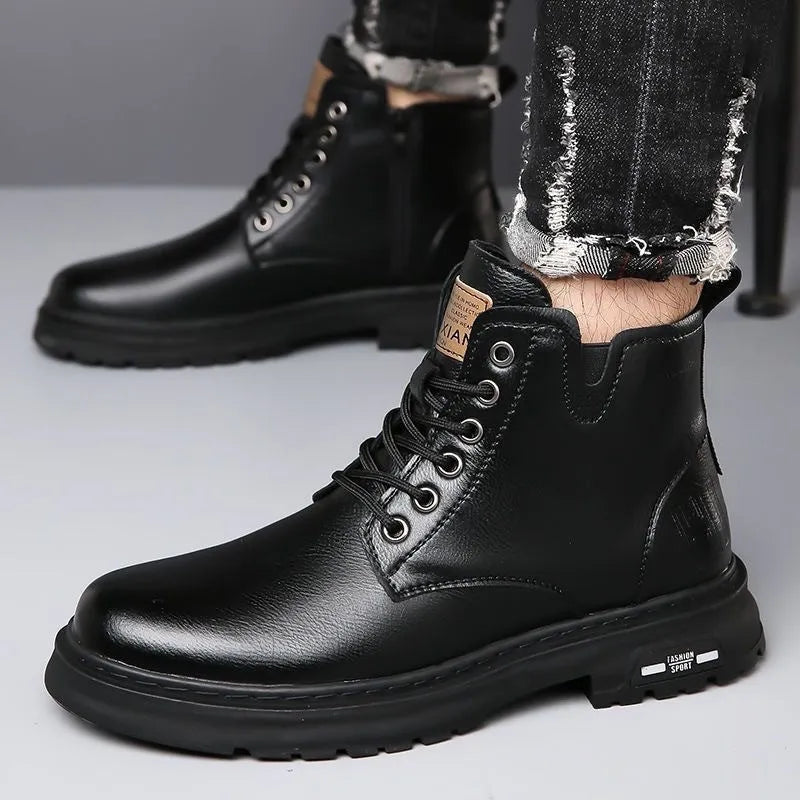 British Martin boots thick rubber sole front lace-up round toe men's hiking workwear