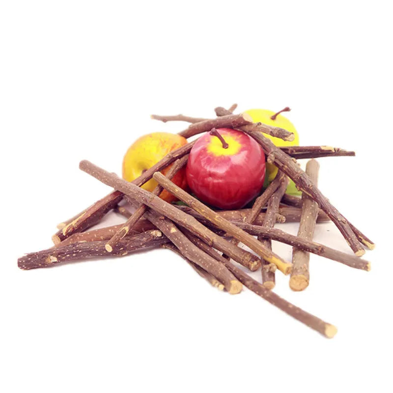Dried apple branches 100g natural small pet treat for rabbits chinchillas hamsters teeth cleansing chew sticks 10-13cm