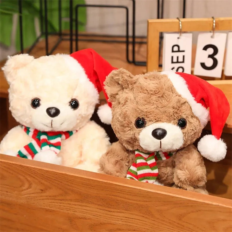 25cm cute little bear plush toy in brown or white for Christmas decoration and teenage gifting