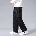 Boys straight leg cargo pants with drawstring waist and large pockets in Army Green