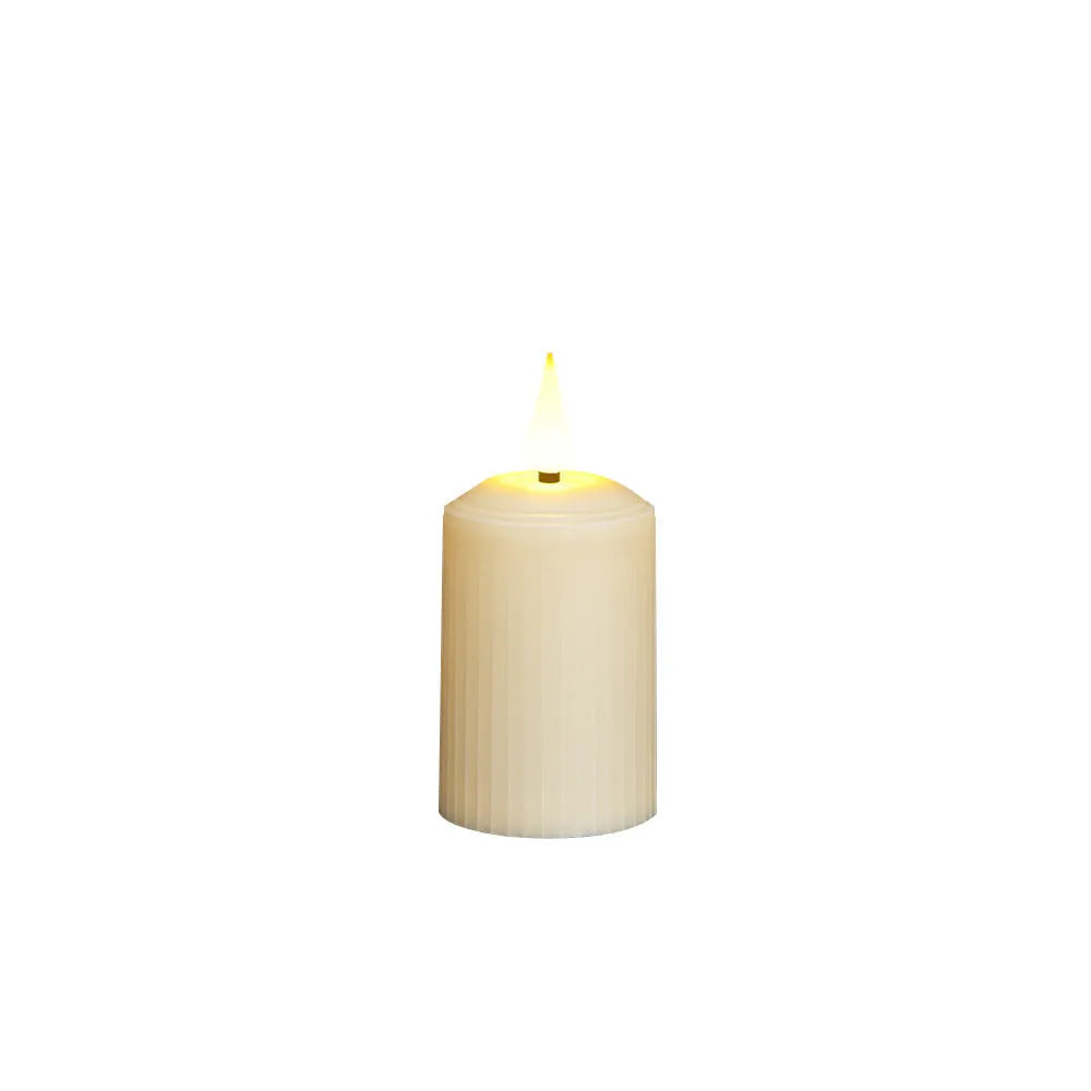 Beige ABS electronic candle lamp set with water droplet head, three USB rechargeable candles and remote control