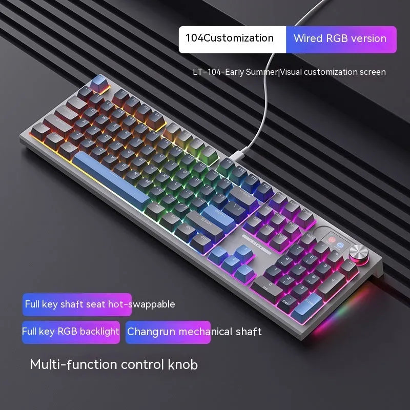 Bluetooth wireless three-mode mechanical keyboard ABS 445x138x29mm with Type-C cable and packing box