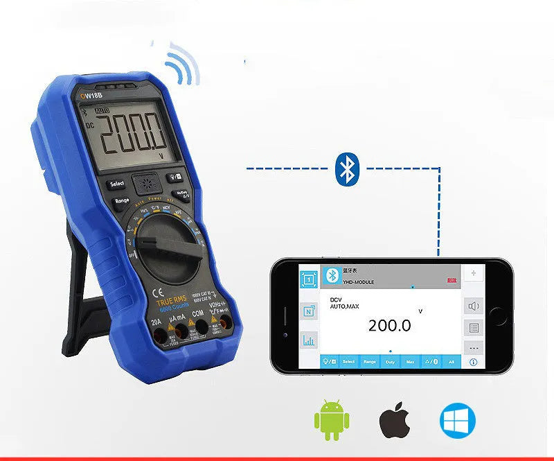 Handheld digital multimeter with NCV voltage detection and temperature measurement functions