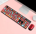 Wireless punk keyboard and mouse set in vibrant yellow mixed colour with backlight keys