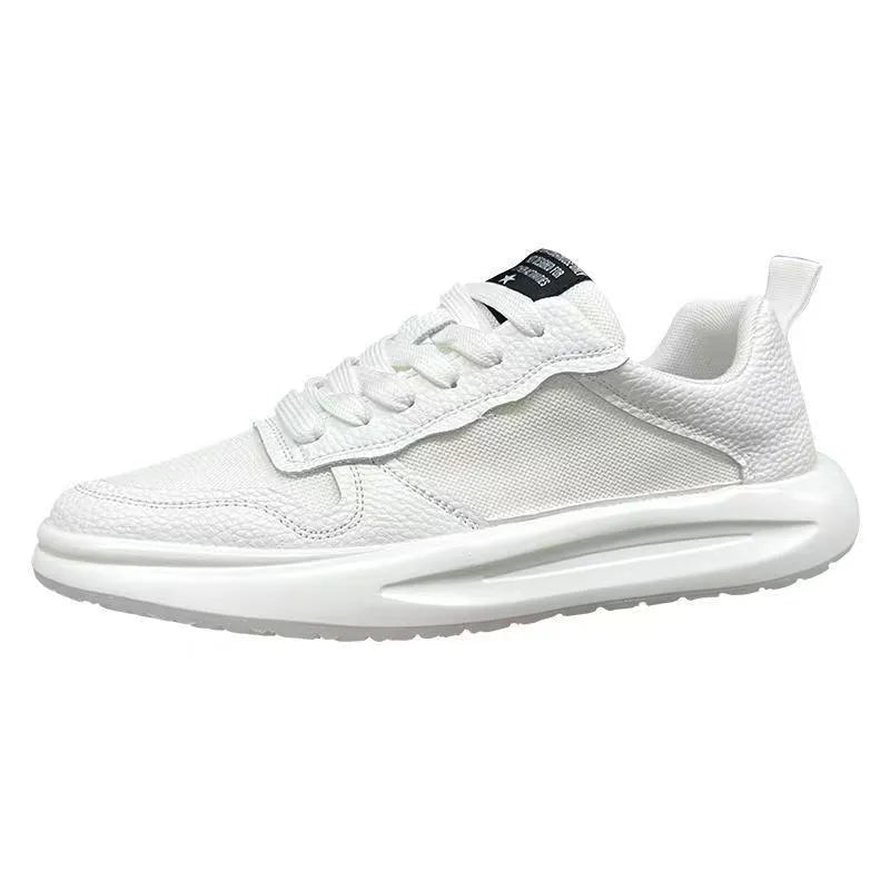 Men's breathable mesh casual shoes in white and yellow, white and black, or pure white, sizes 39-43
