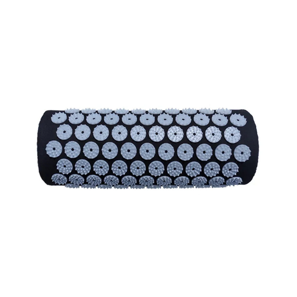 Acupuncture massage mat set with 68x42x2cm cushion and 38x15x10cm headrest in black and blue