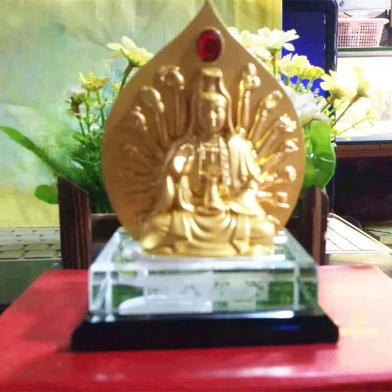 Alloy electric prayer wheel car decoration with Chinese tradition styling and licence plate design