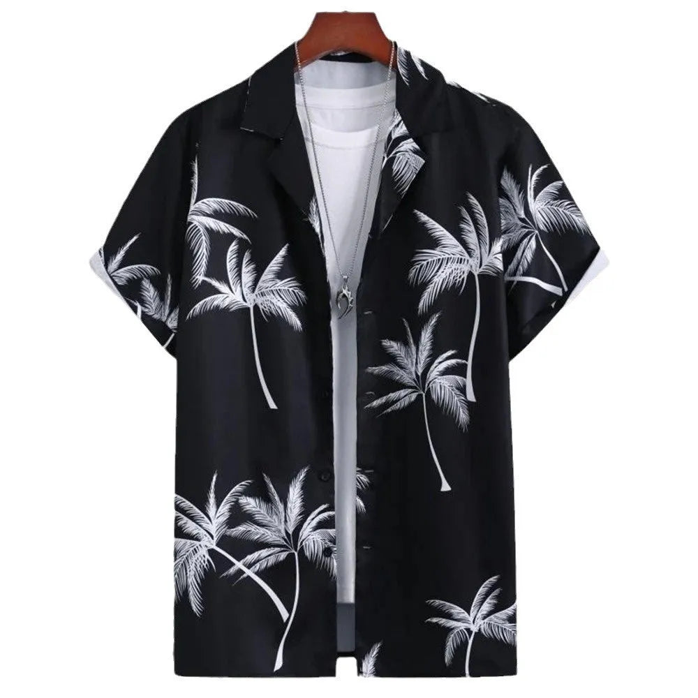 Men's camouflage pattern cardigan shirt with 3D digital printing and loose fit design
