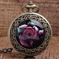 Bronze skull ceramic pocket watch with 4.7cm case and 37.5cm chain, antique style