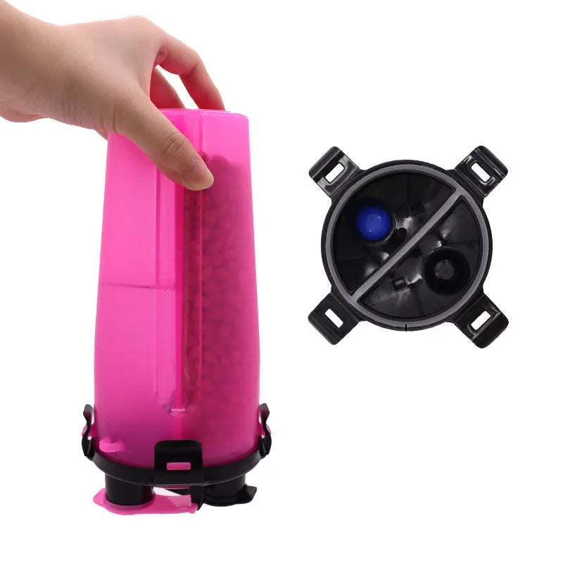 Portable pet water and food cup with 350ml water capacity and 250g food storage in multiple colours