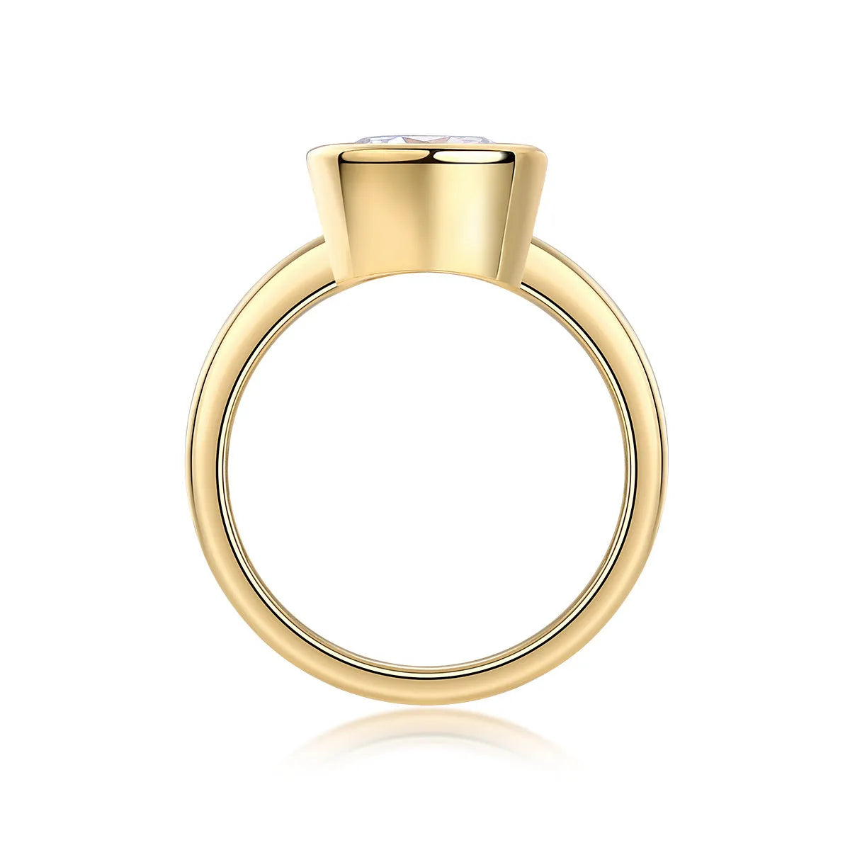 Time Foam round 9.0mm moissanite wedding ring set gold-plated S925 silver band on white background