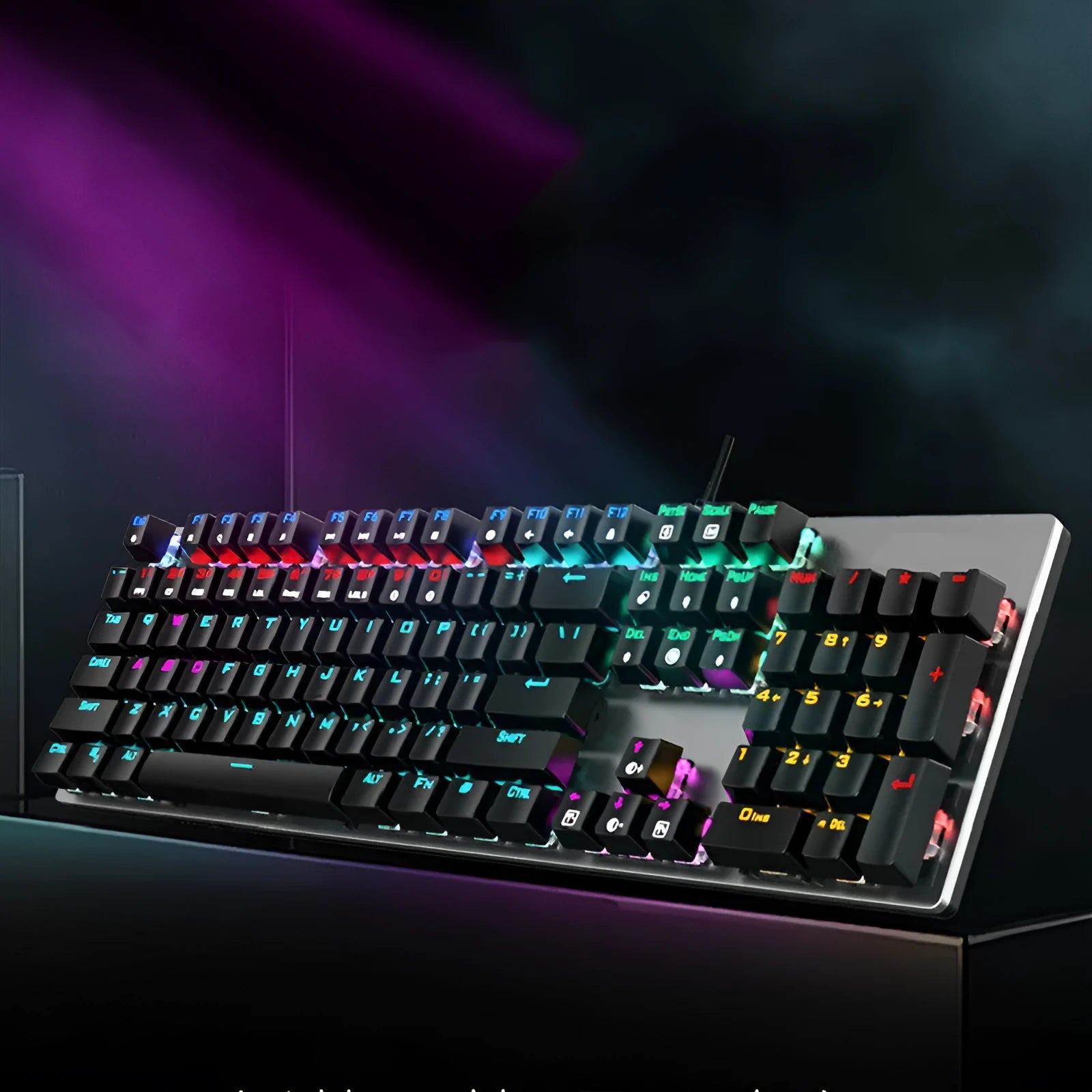 AOC GK410 green axis mechanical keyboard with full 104-key layout and backlit keys