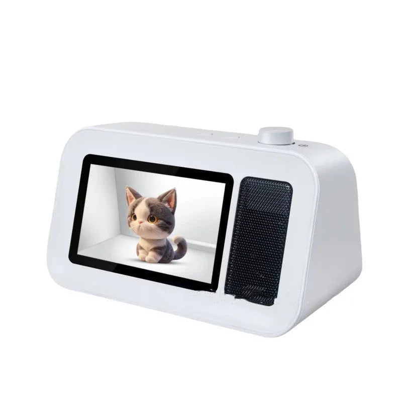 White holographic lyric Bluetooth speaker with 5.1 channel subwoofer, USB powered, 20x9.5x12cm