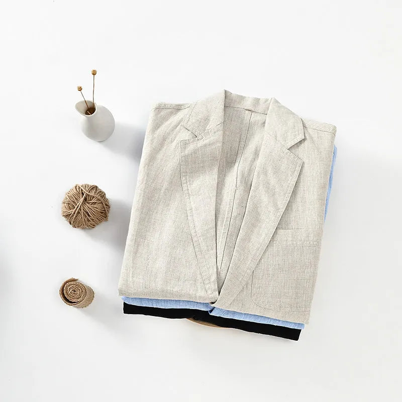 Men's linen suit thin coat in solid colour, available in white black light blue dark blue and linen, sizes S to 3XL