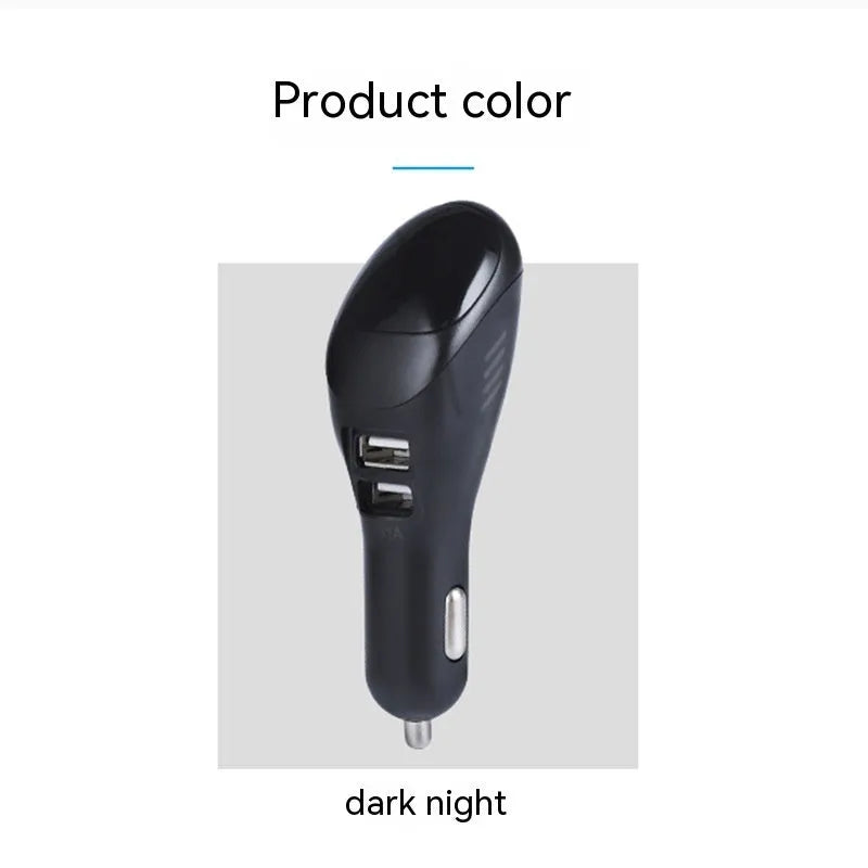 White car USB charger and air purifier combo device with negative ion generator.